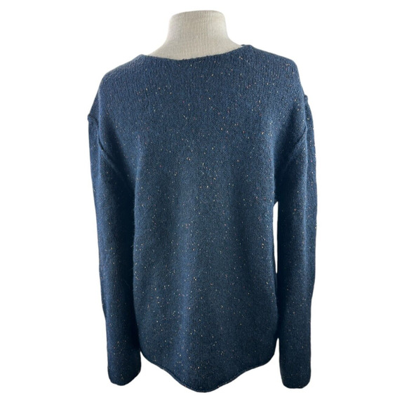 NWT Gionfriddo Hand Spun Alpaca Wool Blend Sweater Navy Blue Elbow Patch Medium - Picture 3 of 12